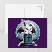 Spooky Schattigee Pastel Gothic Vampire Bunny Hall Feestdagenkaart (Voorkant / Achterkant)