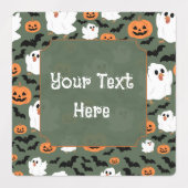 Spooky Schattigee spookkippen met pompoenen en vle Labels (Design 1)