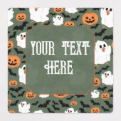 Spooky Schattigee spookkippen met pompoenen en vle Labels (Design 2)