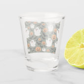Spooky Schattigee spookkippen met pompoenen en vle Shot Glas (Achterkant)