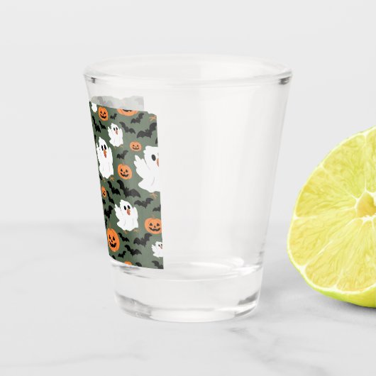 Spooky Schattigee spookkippen met pompoenen en vle Shot Glas (Rechts)