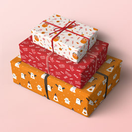 Spooky Schattigee Trick or treat Halloween Pattern Inpakpapier Vel