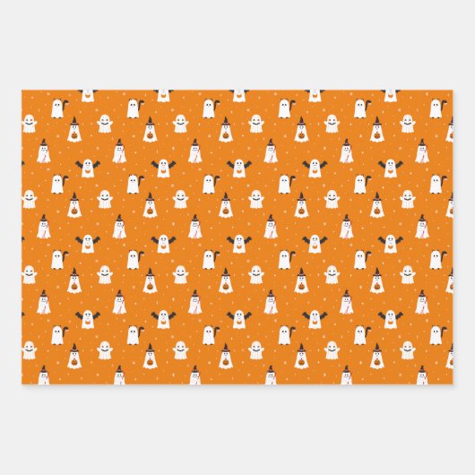 Spooky Schattigee Trick or treat Halloween Pattern Inpakpapier Vel (Voorkant)