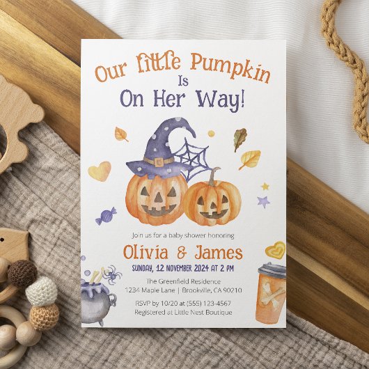 Spooky Schattigee Waterverf Little Pumpkin Baby sh Kaart