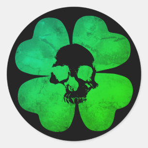 Spooky schedel shamrock ronde sticker