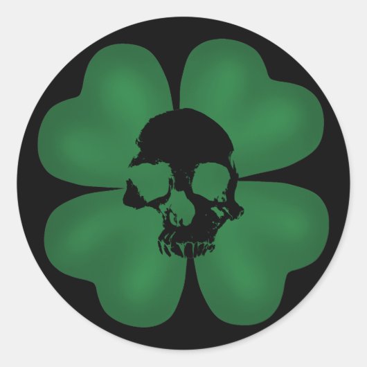 Spooky schedel shamrock ronde sticker (Voorkant)