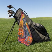 Spooky Schnauzer Hond Halloween Heks en Pompoen Golfhanddoek (Groen)