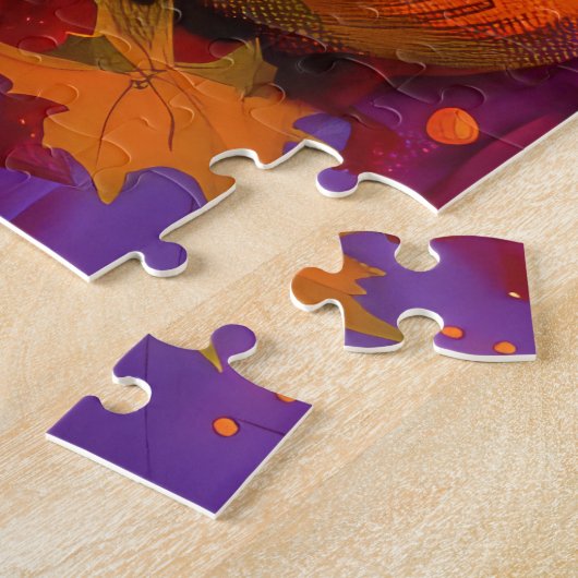 Spooky Schnauzer Hond Halloween Heks en Pompoen Legpuzzel (Zijkant)