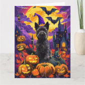 Spooky Schotse Terriër Halloween Witch Pumpkin Kaart (Voorkant)