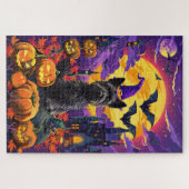 Spooky Schotse Terriër Halloween Witch Pumpkin Legpuzzel (Horizontaal)