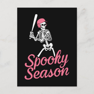 Spooky Season | Baseball Skeleton Pink Hat Briefkaart