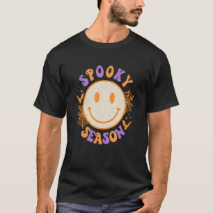 Spooky Season Cute Happy Face Halloween Retro Vin T-shirt
