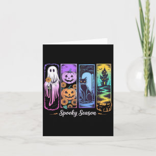 Spooky Season Ghost Cat Pumpkin in het Lijst Hallo Kaart