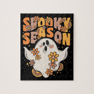 Spooky Season Groovy Ghost met bloemen Ji Legpuzzel