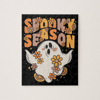 Spooky Season Groovy Ghost met bloemen Ji Legpuzzel