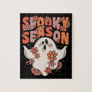 Spooky Season Groovy Ghost met  bloemen Ji Legpuzzel
