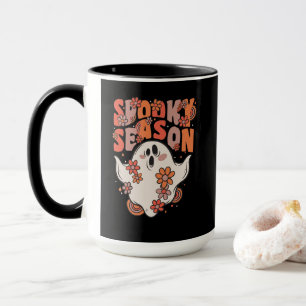 Spooky Season Groovy Ghost met bloemen Mok