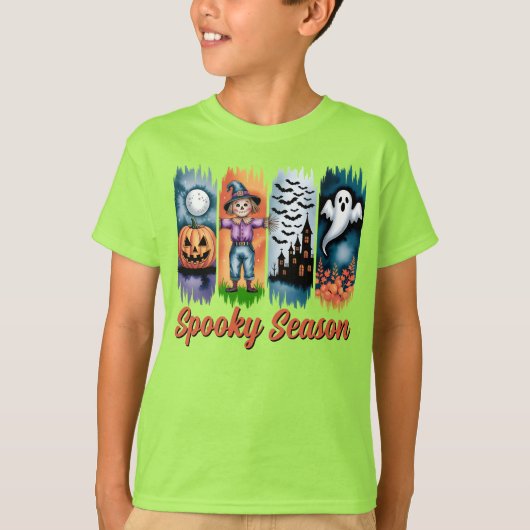 Spooky Season Halloween Fall Autumn Brush Strokes T-shirt (Voorkant)