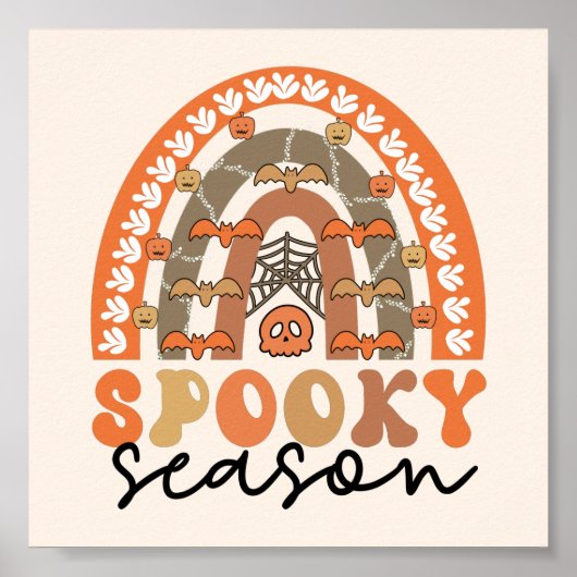 Spooky Season Halloween Rainbow Herfst Poster (Voorkant)