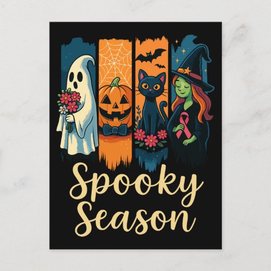 Spooky Season met Pink Ribbon Halloween Awareness Briefkaart (Voorkant)