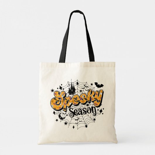 Spooky Season Modern Halloween Script Tote Bag (Achterkant)