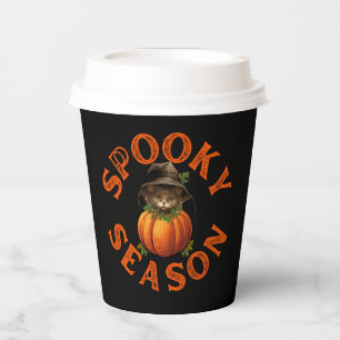 Spooky Season Pumpkin Cat Papieren Bekers