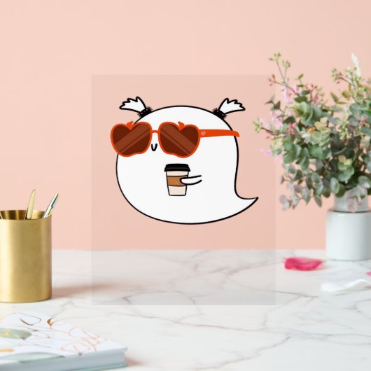 Spooky Season Schattige Ghost Classic T-shirt Acryl Bord (Huwelijk)