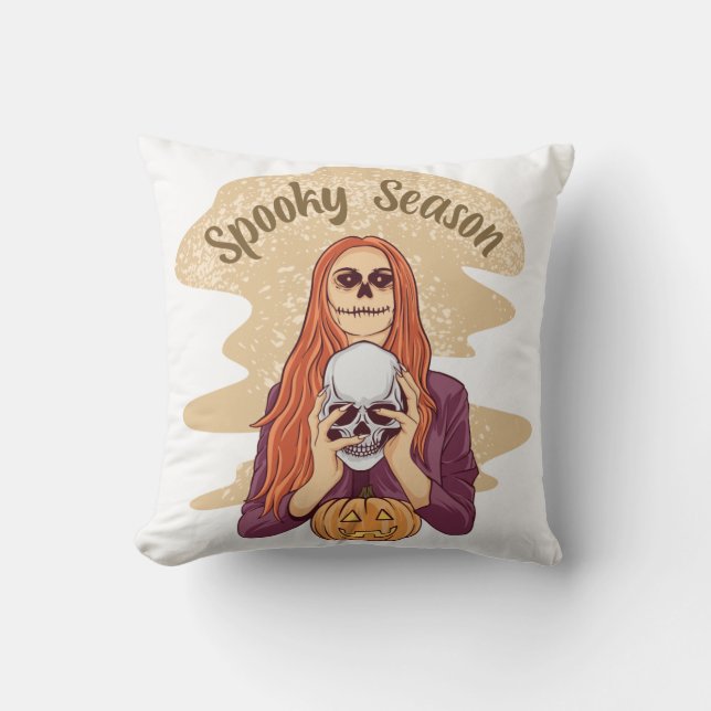 Spooky Season Schattige Ghost Funny Halloween Groo Kussen (Voorkant)