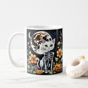 Spooky Season Skeleton Cat Floral Halloween Koffiemok