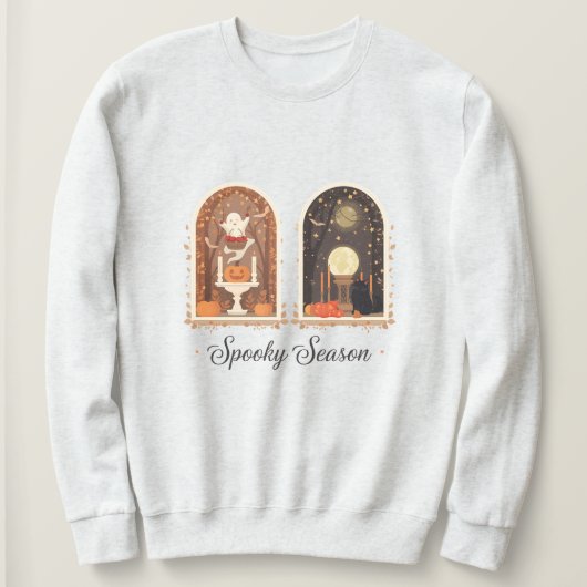 Spooky Season Sweatshirt | Cute Ghost & Pumpkin  (Design devant)