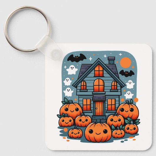 Spooky Season Vibes Halloween Pumpkins Custom Sleutelhanger (Voorkant)