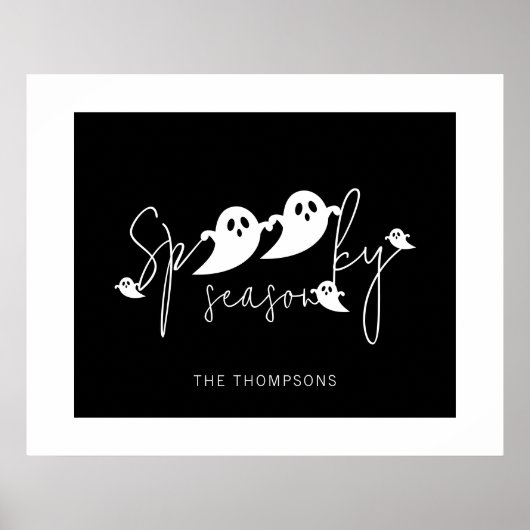 Spooky seizoen Black and White Ghosts Halloween Poster (Voorkant)