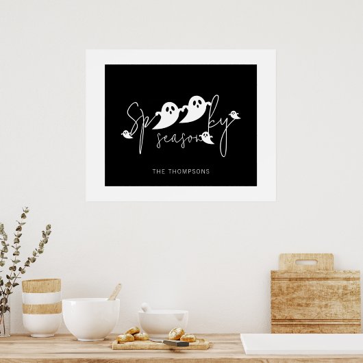 Spooky seizoen Black and White Ghosts Halloween Poster (Keuken)