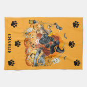 Spooky Seizoen Boxer Halloween Pompoen Custom Dog Theedoek (Horizontaal)