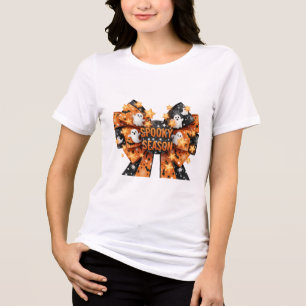 Spooky Seizoen Halloween Bow Ghosts Bats Spiderweb Tri-Blend Shirt