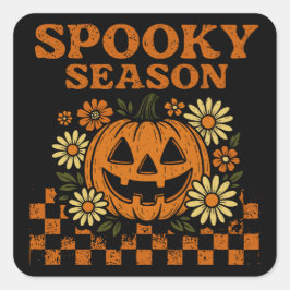 Spooky Seizoen Halloween Pompoen Vierkante Sticker