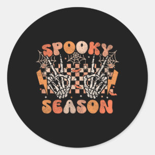 Spooky Seizoen Halloween Skelet Kostuum Retro Gro Ronde Sticker
