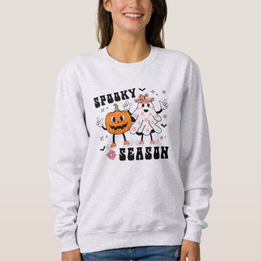 Spooky Seizoen Retro Groovy Halloween Design Trui (Voorkant)
