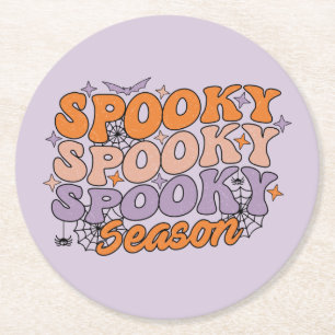 Spooky seizoen ronde kartonnen onderzetter