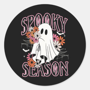Spooky Seizoen Schattige Ghost Halloween Kostuum B Ronde Sticker