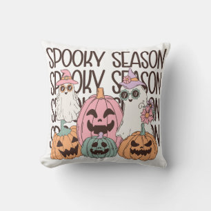 Spooky Seizoen Schattige Ghost Pumpkin Retro Hallo Kussen