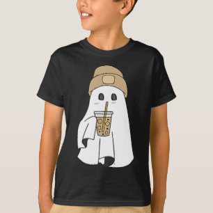 Spooky Seizoen Schattige Retro Ghost Ice Coffee Ha T-shirt