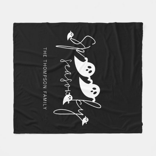 Spooky seizoensscript en witte geesten Halloween Fleece Deken (Voorkant (Horizontaal))