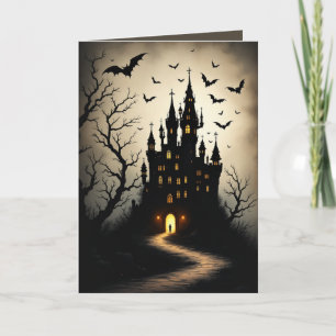 Spooky Shadow Halloween Castle Wenskaarten Kaart