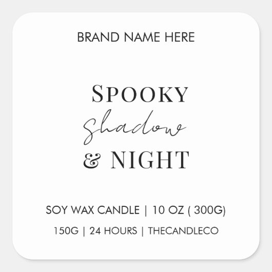 Spooky Shadows & Night Candle Label | Custom White (Voorkant)