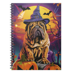 Spooky Shar Pei Hond Halloween Heks en Pompoen Notitieboek