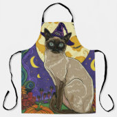 Spooky Siamese kat Halloween heks en pompoen Schort (Voorkant)