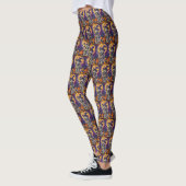 Spooky Siberische Husky Hond Halloween Heksenpompo Leggings (Links)