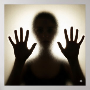 Spooky silhouet op glas poster