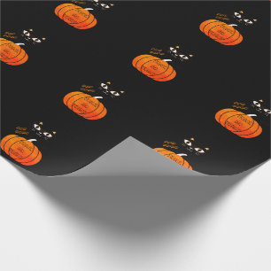 Spooky Sinaasappel Zwart Kat Trick or treat Hallow Cadeaupapier